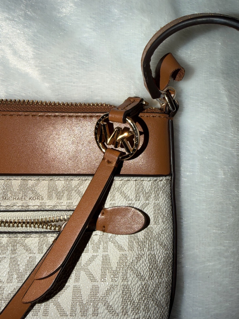 Michael Kors Beige and Brown Monogram Crossbody - Picture 15 of 16